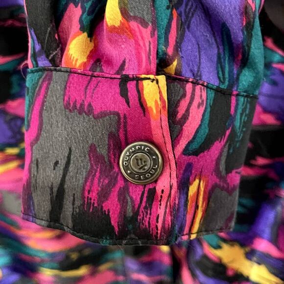 Vintage 1988 Seoul Olympic GDT Too Multicolored Reversible Bomber Jacket - Picture 4 of 9